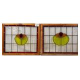 TWO FRENCH STAINED GLASS PANELS