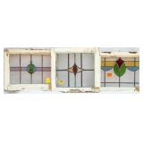 THREE FRENCH STAINED GLASS PANELS