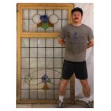 ANTIQUE CONTINENTAL STAINED GLASS PANEL