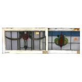 TWO ENGLISH STAINED GLASS PANELS