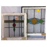TWO CONTINENTAL STAINED GLASS PANELS