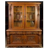 FRENCH RENAISSANCE REVIVAL STAINED GLASS VITRINE C