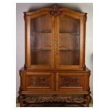 FRENCH CARVED OAK VITRINE