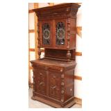 FRENCH RENASSIANCE REVIVAL STAINED GLASS BUFFET