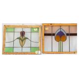 TWO FRENCH ART NOUVEAU STAINED GLASS PANELS