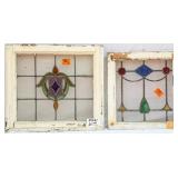 TWO FRENCH ART NOUVEAU STAINED GLASS PANELS