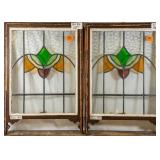 PAIR OF ENGLISH STAINED GLASS PANELS