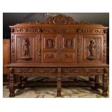 MONUMENTAL FRENCH RENAISSANCE REVIVAL LINEN PRESS