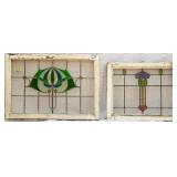 TWO FRENCH ART NOUVEAU STAINED GLASS PANELS