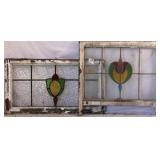 TWO CONTINENTAL STAINED GLASS PANELS