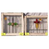 TWO FRENCH ART NOUVEAU STAINED GLASS PANELS