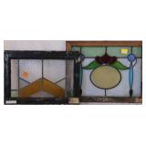 TWO CONTINENTAL STAINED GLASS PANELS