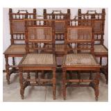 SET OF 6 FRENCH CARVED OAK & CANE SIDE CHAIRS