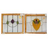 TWO FRENCH ART NOUVEAU STAINED GLASS PANELS