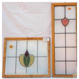TWO CONTINENTAL STAINED GLASS PANELS