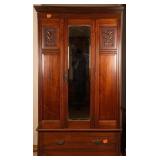 FRENCH ART NOUVEAU OAK ARMOIRE