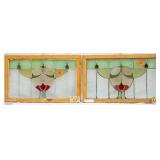 PAIR OF FRENCH ART NOUVEAU STAINED GLASS PANELS