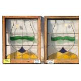 PAIR OF FRENCH STAINED GLASS PANELS
