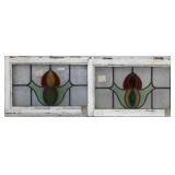 TWO ENGLISH STAINED GLASS PANELS