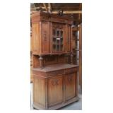 FRENCH ART NOUVEAU OAK VITRINE BUFFET