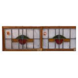PAIR OF IRISH STAINED GLASS PANELS