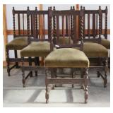 SET OF 6 ENGLISH BARLEY TWIST OAK CHAIRS