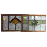 TWO CONTINENTAL STAINED GLASS PANELS