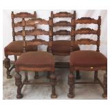 SET OF 4 FRENCH OAK LADDER BACK CHAIRS