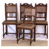 SET OF 4 FRENCH HENRY ll STYLE OAK SIDE CHAIRS