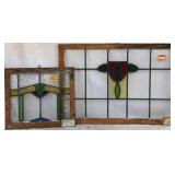 TWO CONTINENTAL STAINED GLASS PANELS