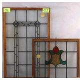 TWO IRISH STAINED GLASS PANELS