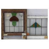 TWO CONTINENTAL STAINED GLASS PANELS