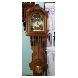 FRENCH CARVED OAK THREE-WEIGHT WALL CLOCK