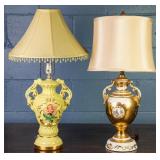 TWO DECORATIVE PORCELAIN TABLE LAMPS