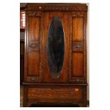 ENGLISH OAK MIRRORED WARDROBE
