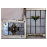 TWO CONTINENTAL STAINED GLASS PANELS