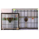 TWO IRISH STAINED GLASS PANELS