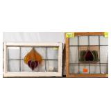 TWO CONTINENTAL STAINED GLASS PANELS