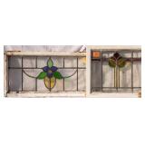 PAIR OF FRENCH STAINED GLASS PANELS