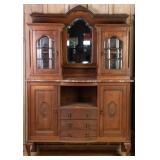 FRENCH OAK MARBLE TOP VITRINE VALET