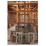 12+ ANTIQUE STAINED GLASS PANELS (DAMAGED)