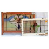TWO CONTINENTAL STAINED GLASS PANELS