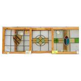 THREE FRENCH STAINED GLASS PANELS