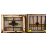 TWO ANTIQUE CONTINENTAL STAINED GLASS PANELS