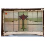FRENCH ART NOUVEAU STAINED GLASS PANEL