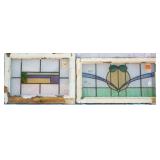 TWO CONTINENTAL STAINED GLASS PANELS