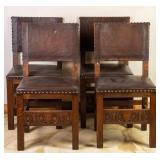 SET OF 4 ENGLISH JACOBEAN STYLE OAK CHAIRS