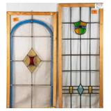TWO CONTINENTAL STAINED GLASS PANELS