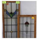 TWO CONTINENTAL STAINED GLASS PANELS