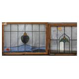 TWO ANTIQUE CONTINENTAL STAINED GLASS PANELS